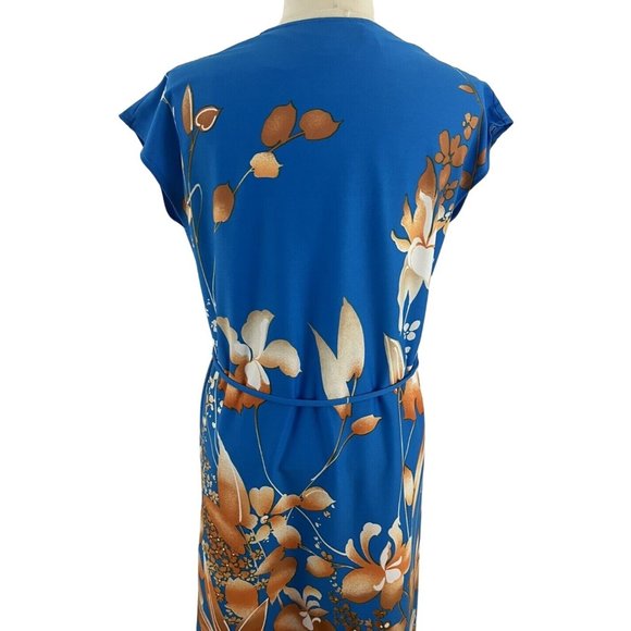 Nani of Hawaii Women's 11 Hawaiian Maxi Dress Blue Brown Floral Muumuu Shift - Picture 8 of 12